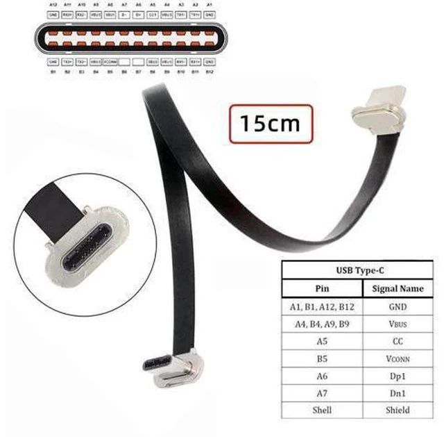 Alt view image 2 of 7 - 15cm Angled Ultra Slim Flat USB-C to USB-C Cable | USB2.0 65W PD Fast Charging Cord for Laptop, Tablet & Phone