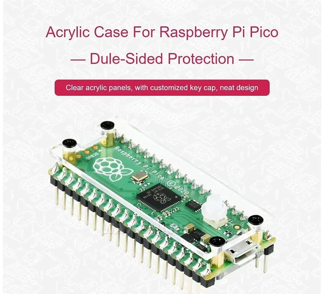 Alt view image 3 of 7 - Clear Acrylic Protection Case for Raspberry Pi Pico, Customized Key Cap, Neat Design