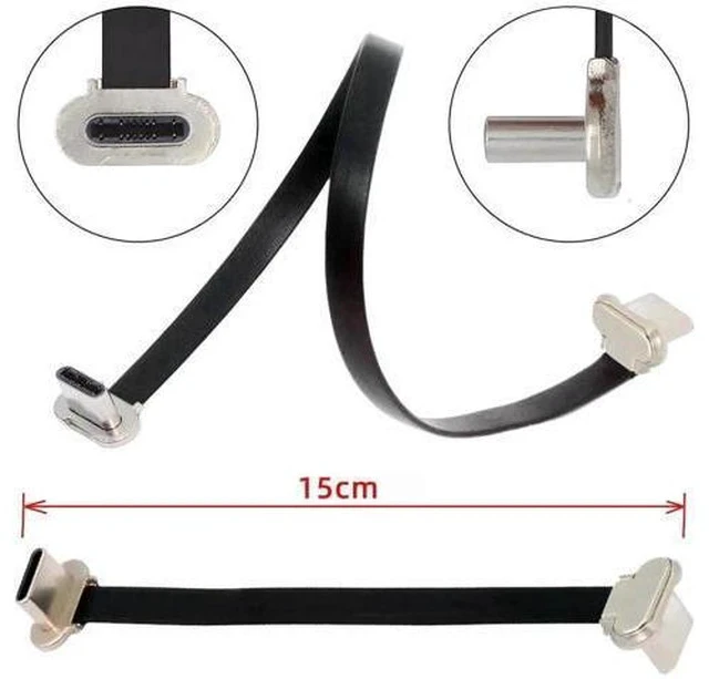 Alt view image 6 of 7 - 15cm Angled Ultra Slim Flat USB-C to USB-C Cable | USB2.0 65W PD Fast Charging Cord for Laptop, Tablet & Phone