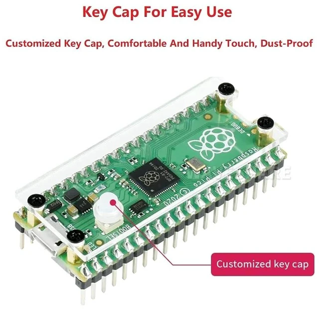 Alt view image 5 of 7 - Clear Acrylic Protection Case for Raspberry Pi Pico, Customized Key Cap, Neat Design