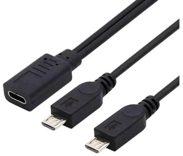 Alt view image 3 of 7 - 0.3M USB-C 1 to 2 Micro USB Splitter Charging Cable, Dual Micro USB Port Multi Charging Cord for Two Devices Simultaneously