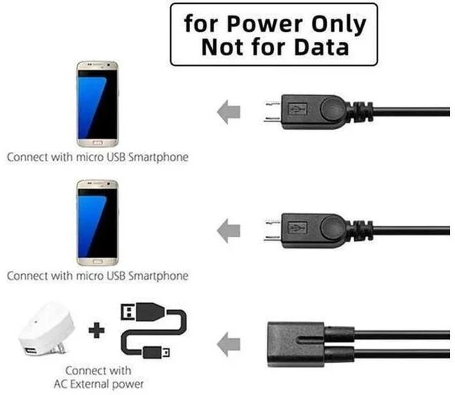 Alt view image 4 of 7 - 0.3M USB-C 1 to 2 Micro USB Splitter Charging Cable, Dual Micro USB Port Multi Charging Cord for Two Devices Simultaneously