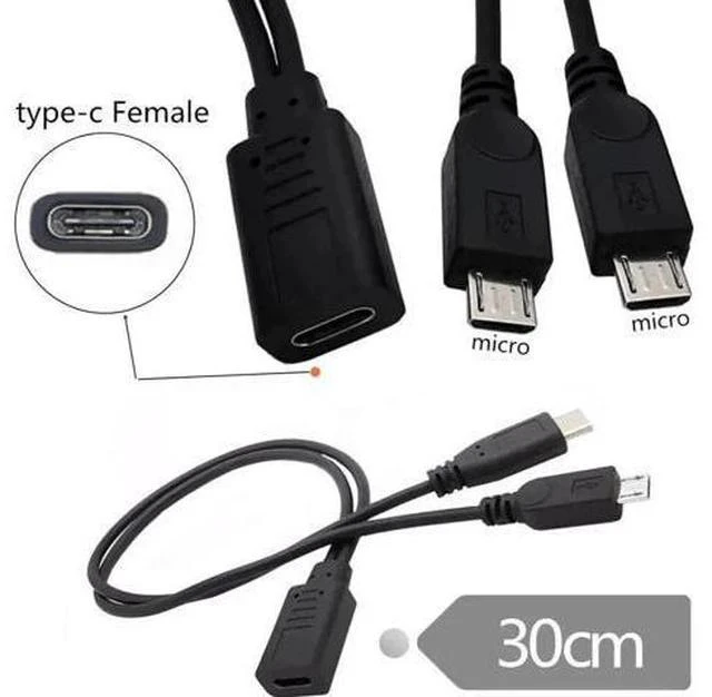 Alt view image 5 of 7 - 0.3M USB-C 1 to 2 Micro USB Splitter Charging Cable, Dual Micro USB Port Multi Charging Cord for Two Devices Simultaneously
