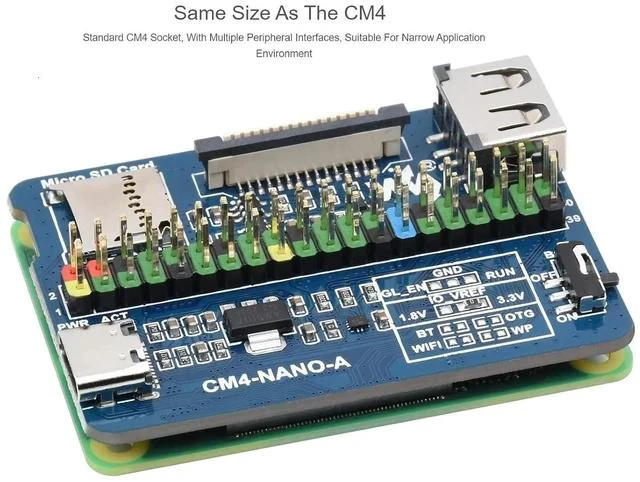 Alt view image 5 of 7 - Nano Base Board (A) for Raspberry Pi Compute Module 4 Lite/eMMC,Same Size As The CM4,with Raspberry Pi 40PIN GPIO Interface,USB 2.0 Type A,MIPI CSI-2 Port