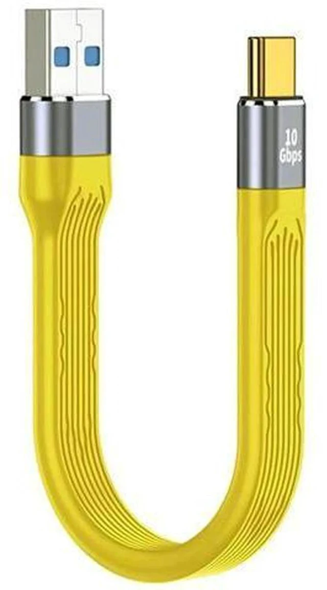 Main image of 13cm Yellow Flat FPC USB 3.1 Gen2 Cable, USB-C Male to USB-A Male 10Gbps High Speed Slim Data Cord for Laptop & Smartphone