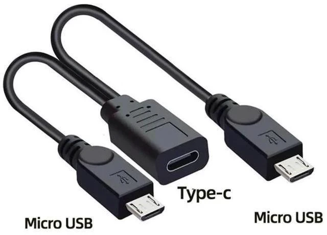 Alt view image 6 of 7 - 0.3M/0.98FT 1-to-2 USB-C to Dual Micro USB Charging Splitter Cable