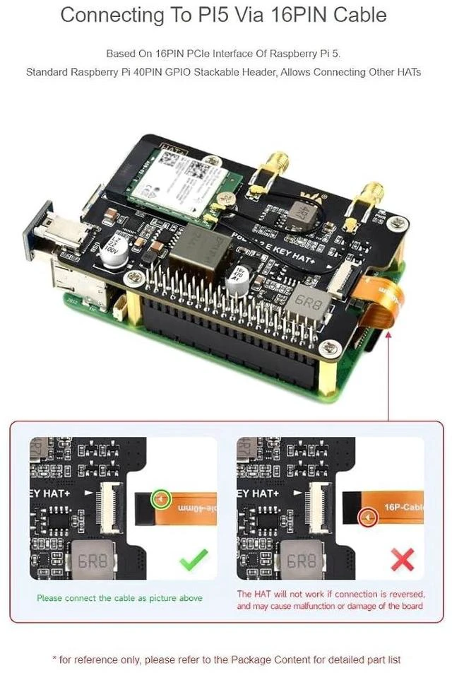 Alt view image 4 of 7 - PCIe to M.2 E Key HAT with Wireless-AX210 Card for Raspberry Pi 5,Compatible with NGFF (M.2 E Key) Wireless NIC, USB Bluetooth Connection