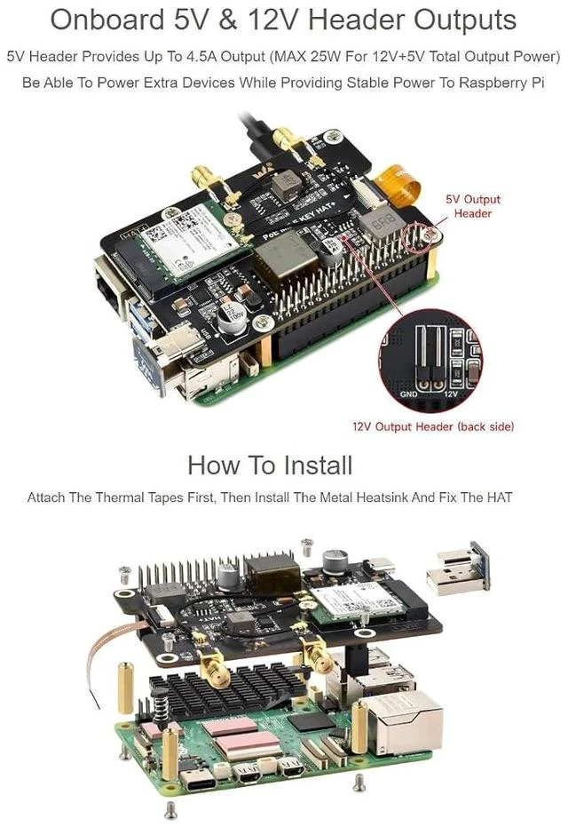 Alt view image 6 of 7 - PCIe to M.2 E Key HAT with Wireless-AX210 Card for Raspberry Pi 5,Compatible with NGFF (M.2 E Key) Wireless NIC, USB Bluetooth Connection