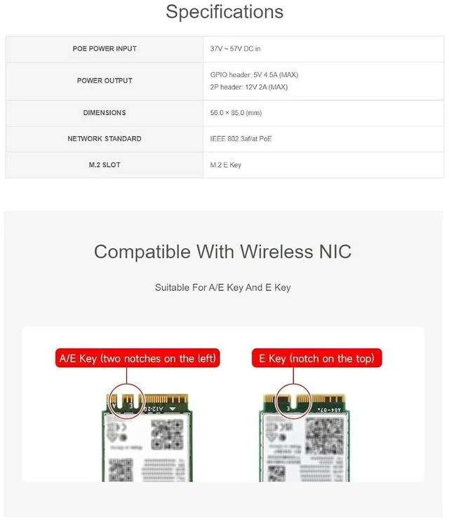 Alt view image 7 of 7 - PCIe to M.2 E Key HAT with Wireless-AX210 Card for Raspberry Pi 5,Compatible with NGFF (M.2 E Key) Wireless NIC, USB Bluetooth Connection