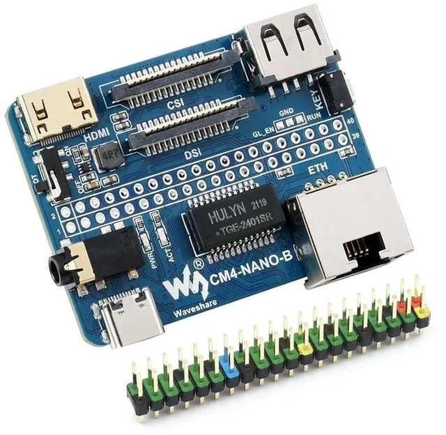 Main image of Nano Base Board (B) for Raspberry Pi Compute Module 4, Same Size as CM4, with Standard CM4 Socket, Raspberry Pi 40PIN GPIO, Gigabit Ethernet, USB2.0, DSI, CSI, HDMI, 3.5mm Audio Jack etc.