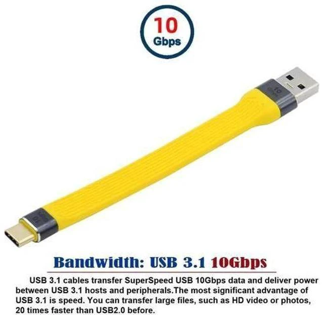 Alt view image 5 of 7 - 13cm Yellow Flat FPC USB 3.1 Gen2 Cable, USB-C Male to USB-A Male 10Gbps High Speed Slim Data Cord for Laptop & Smartphone