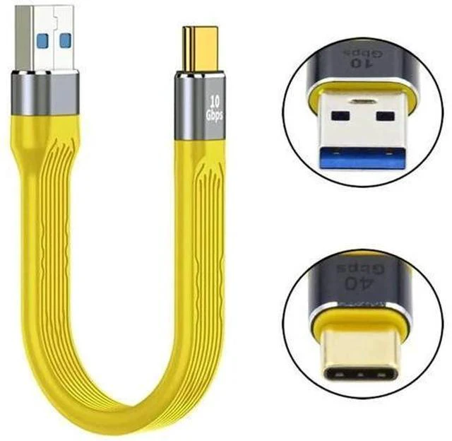 Alt view image 6 of 7 - 13cm Yellow Flat FPC USB 3.1 Gen2 Cable, USB-C Male to USB-A Male 10Gbps High Speed Slim Data Cord for Laptop & Smartphone