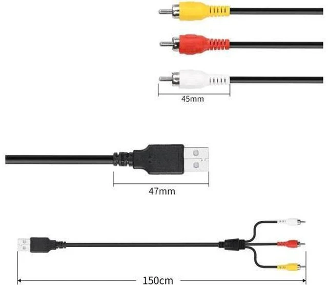 Alt view image 2 of 6 - 5FT/1.5M USB 2.0 A Male to 3 RCA Male Composite AV Cable, USB to Triple RCA Audio Video Splitter Cord for Vizio TVs & AV Media Devices