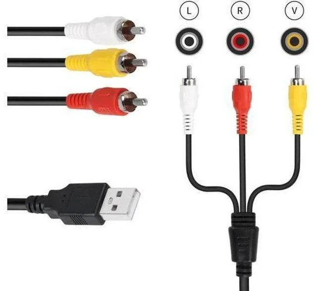 Alt view image 5 of 6 - 5FT/1.5M USB 2.0 A Male to 3 RCA Male Composite AV Cable, USB to Triple RCA Audio Video Splitter Cord for Vizio TVs & AV Media Devices
