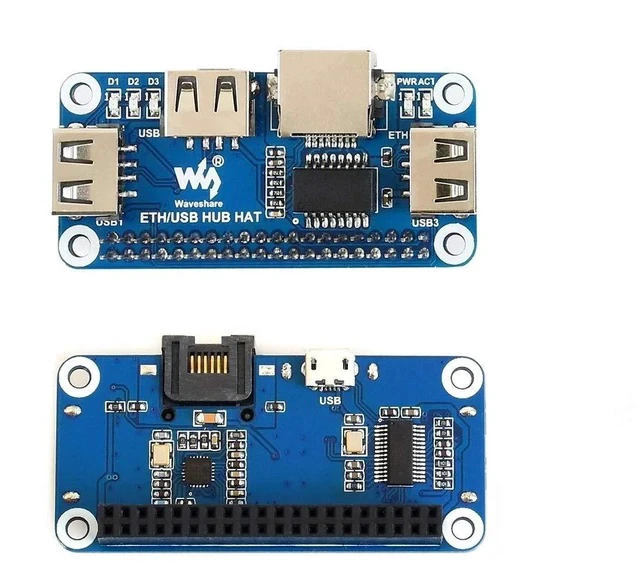 Alt view image 3 of 6 - Ethernet/USB HUB HAT Expansion Board for Raspberry Pi 4 B/3 B+/3 B/2 B/Zero/Zero W /2 W/Zero WH/2WH, with 1 RJ45 10/100M Ethernet Port, 3 USB Ports Compatible with USB2.0/1.1