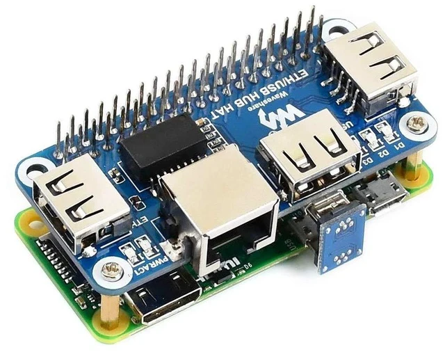 Alt view image 5 of 6 - Ethernet/USB HUB HAT Expansion Board for Raspberry Pi 4 B/3 B+/3 B/2 B/Zero/Zero W /2 W/Zero WH/2WH, with 1 RJ45 10/100M Ethernet Port, 3 USB Ports Compatible with USB2.0/1.1