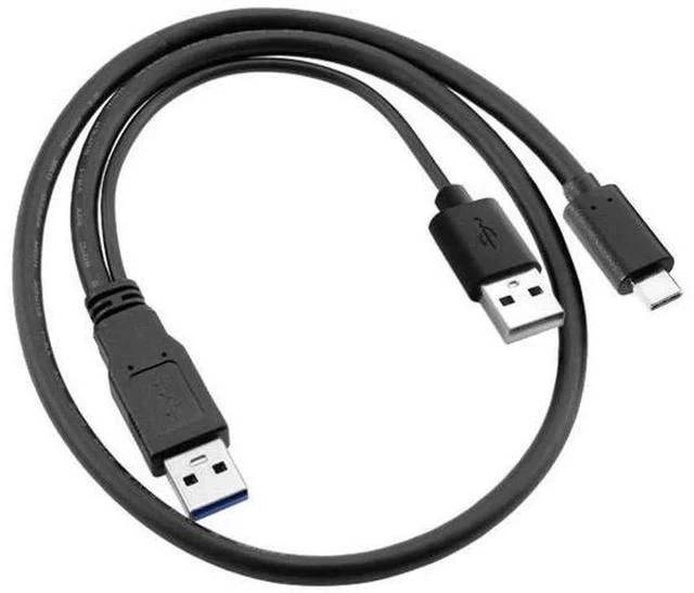 Alt view image 6 of 7 - Dual USB-A Male Y-Split Cable | USB3.0 Data + USB2.0 Auxiliary Power to Type-C for Portable SSD & External HDD