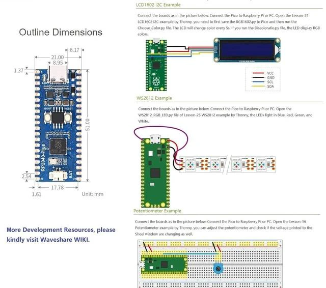 Alt view image 7 of 7 - RP2040-Plus Mini Board with Pre-Soldered Header Pico-Like MCU Board Based on Raspberry Pi RP2040 Chip,Dual-core Arm Cortex M0+ Processor,USB-C Connector,16MB Flash,Higher Current DC-DC Chip