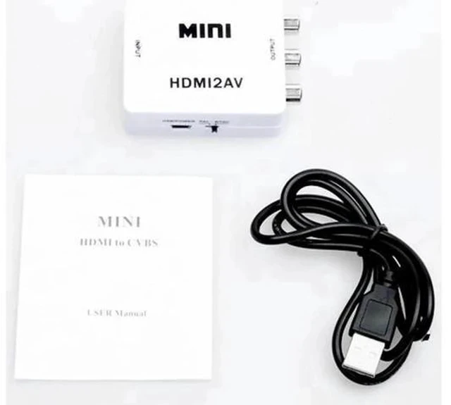 Alt view image 7 of 7 - 1080P Mini HDMI to RCA Converter, HDMI to CVBS AV Composite Audio Video Adapter, Supports NTSC PAL, Plug and Play for HDTV, Old TV, Projector, DVD Player
