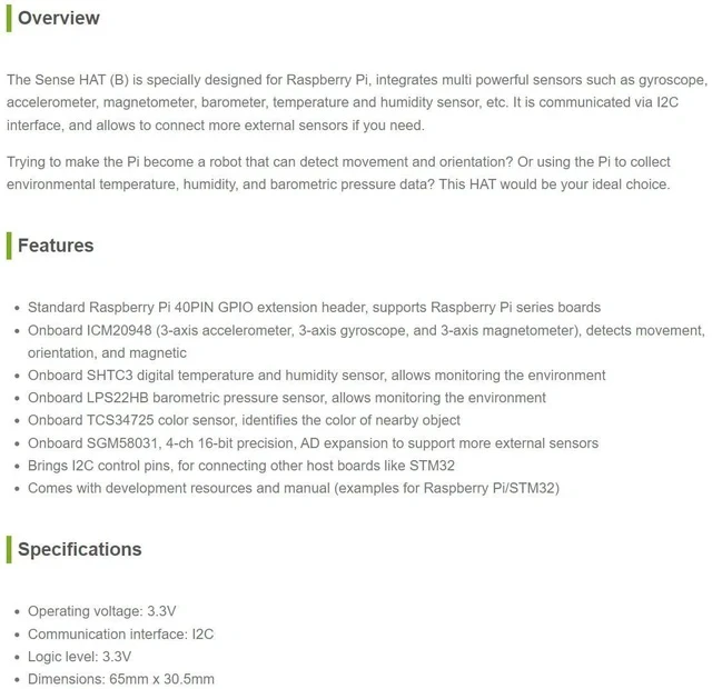 Alt view image 2 of 6 - Sense HAT (B) for Raspberry Pi Onboard Multi Powerful Sensors Supports External Sensors
