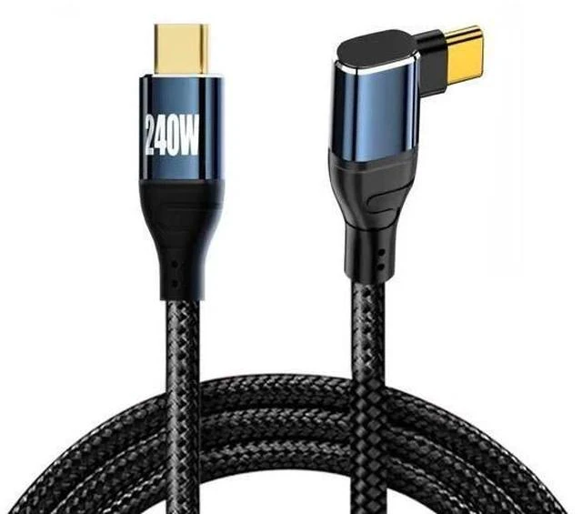 Alt view image 6 of 7 - 50CM 240W Left & Right Angled USB-C Male to Male Cable, 48V 5A, USB 2.0 480Mbps Charging Cord for Laptop, Tablet & Phone