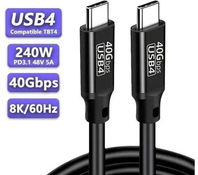 Main image of 40Gbps USB4 Cable with 8K Video and 240W Charging - Compatible with USB4, Thunderbolt 3/4 Cable and all USB-C devices 5 Feet