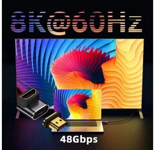 Alt view image 4 of 7 - Magnetic HDMI 2.1 90 Degree Down Angle Male to Female Adapter, 48Gbps High Speed 8K@60Hz 4K@120Hz Gold-Plated HDMI Gender Changer for Gaming Monitor HDTV PC