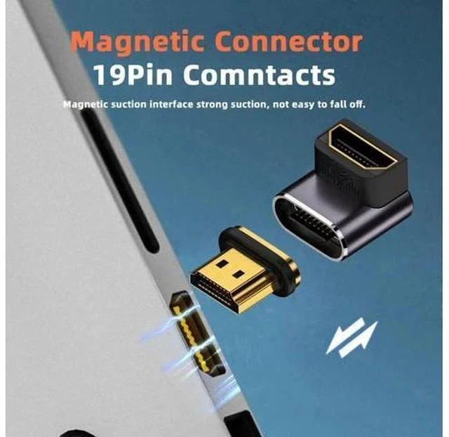 Alt view image 3 of 7 - Magnetic HDMI 2.1 90 Degree Down Angle Male to Female Adapter, 48Gbps High Speed 8K@60Hz 4K@120Hz Gold-Plated HDMI Gender Changer for Gaming Monitor HDTV PC