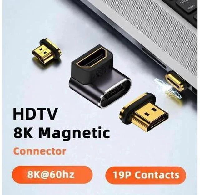 Alt view image 5 of 7 - Magnetic HDMI 2.1 90 Degree Down Angle Male to Female Adapter, 48Gbps High Speed 8K@60Hz 4K@120Hz Gold-Plated HDMI Gender Changer for Gaming Monitor HDTV PC