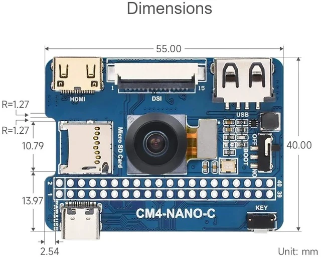 Alt view image 7 of 7 - Nano Base Board (C) for Raspberry Pi Compute Module 4 Lite/eMMC,Same Size As The CM4,Onboard 8MP Camera,with Raspberry Pi 40PIN GPIO Interface,USB 2.0 Type A,MIPI DSI Port