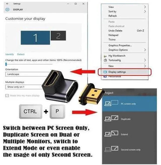 Alt view image 6 of 7 - Magnetic HDMI 2.1 90 Degree Down Angle Male to Female Adapter, 48Gbps High Speed 8K@60Hz 4K@120Hz Gold-Plated HDMI Gender Changer for Gaming Monitor HDTV PC