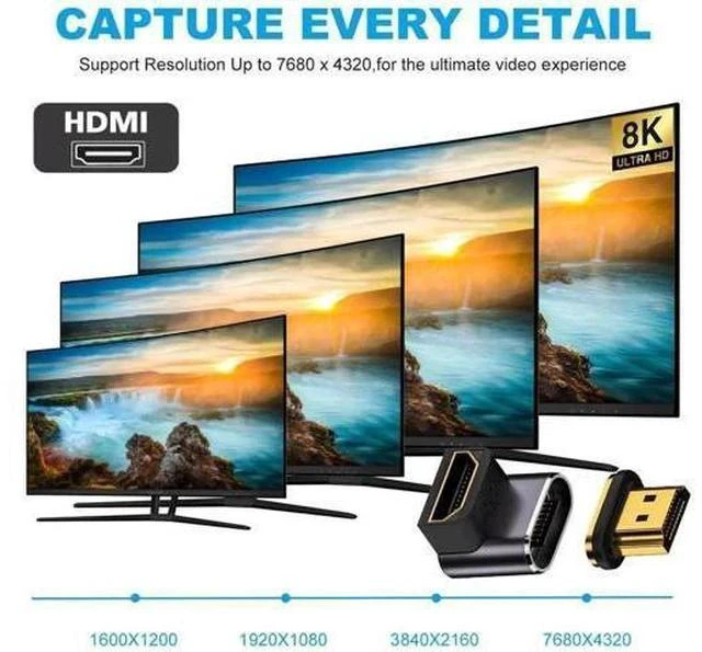 Alt view image 7 of 7 - Magnetic HDMI 2.1 90 Degree Down Angle Male to Female Adapter, 48Gbps High Speed 8K@60Hz 4K@120Hz Gold-Plated HDMI Gender Changer for Gaming Monitor HDTV PC
