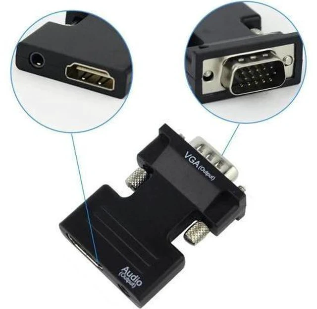 Alt view image 4 of 4 - Active 1080P HDMI Female to VGA Male Converter Adapter with 3.5mm Stereo Audio Jack, Portable HDMI to VGA Dongle Compatible with Laptop, PC, PS3, Xbox, STB, Blu-ray Player, DVD & TV Stick