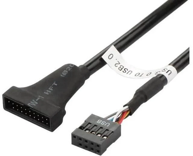 Main image of Motherboard Internal USB 2.0 9Pin Female to USB 3.0 20Pin Male Header Adapter Converter Cable, Black