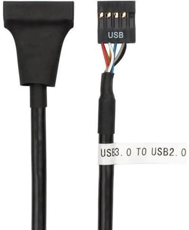 Alt view image 3 of 3 - Motherboard Internal USB 2.0 9Pin Female to USB 3.0 20Pin Male Header Adapter Converter Cable, Black