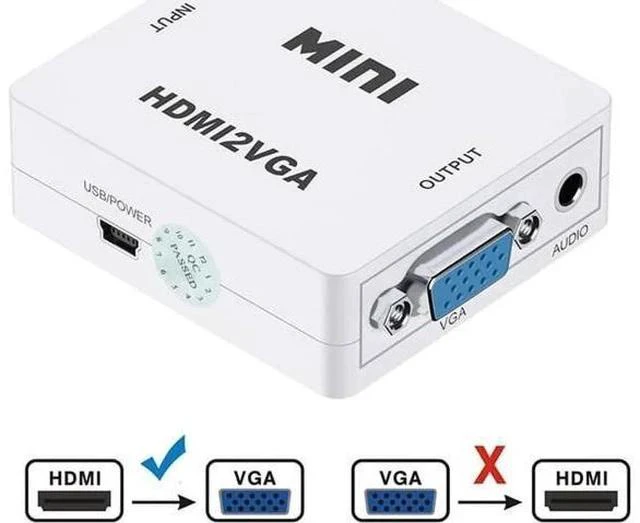 Main image of HDMI to VGA Converter Adapter with 3.5mm Stereo Audio Jack, Full HD 1080P 1920x1080 Resolution, Digital HDMI to Analog VGA Adapter for Laptop, Desktop, HDTV, Monitor, Projector