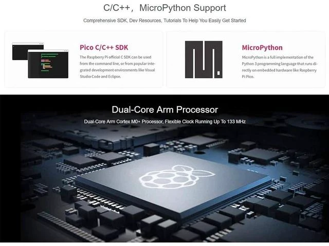 Alt view image 4 of 7 - Pico Microcontroller Mini Development Board Based on RP2040 Chip, Dual-Core ARM Cortex M0+ Processor, Flexible Clock Running Up to 133 MHz