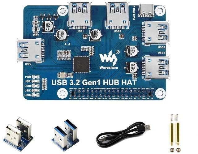 Alt view image 6 of 6 - USB 3.2 Gen1 HUB HAT Expansion Board for Raspberry Pi 4 B 3 B+ 3 B 2B Zero Zero 2 W Zero WH,with 4X USB 3.2 Gen1 Ports, Compatible with USB 3.0/2.0/1.1, Plug and Play