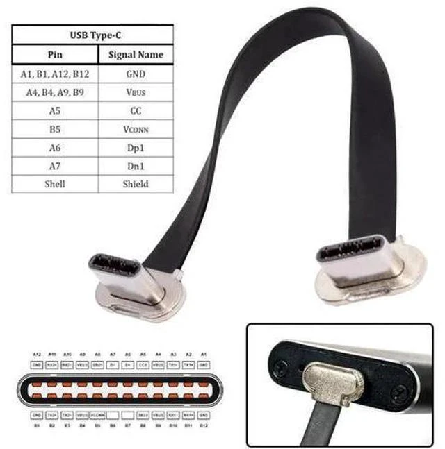 Alt view image 5 of 7 - Dual-Angled Ultra Slim Flat USB-C to USB-C Cable | USB2.0 & 65W PD Fast Charging Cord for Laptop, Tablet & Smartphone
