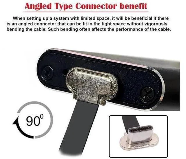 Alt view image 6 of 7 - Dual-Angled Ultra Slim Flat USB-C to USB-C Cable | USB2.0 & 65W PD Fast Charging Cord for Laptop, Tablet & Smartphone