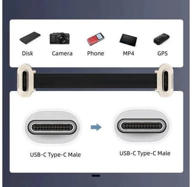 Alt view image 7 of 7 - Dual-Angled Ultra Slim Flat USB-C to USB-C Cable | USB2.0 & 65W PD Fast Charging Cord for Laptop, Tablet & Smartphone
