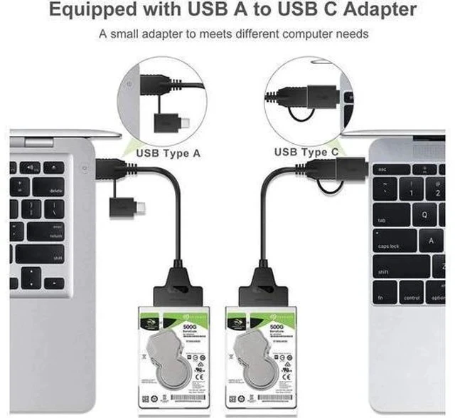 Alt view image 2 of 7 - 2-in-1 SATA to USB 3.0 Adapter Cable with UASP, External Converter Cord for 2.5 Inch SATA HDD SSD Fast Data Transfer