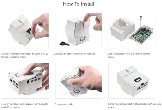 Alt view image 6 of 7 - Raspberry Pi 4 Case, DIN Rail ABS Case, Clear Top Window, Large Inner Space, Compatible with Various Raspberry Pi HATs