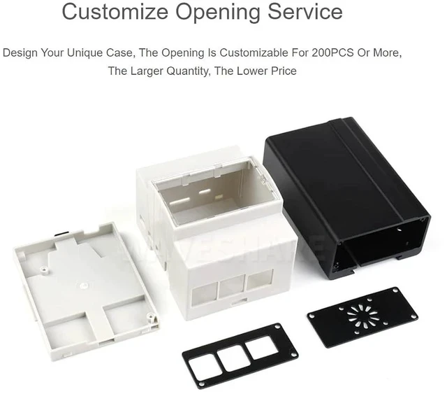 Alt view image 7 of 7 - Raspberry Pi 4 Case, DIN Rail ABS Case, Clear Top Window, Large Inner Space, Compatible with Various Raspberry Pi HATs