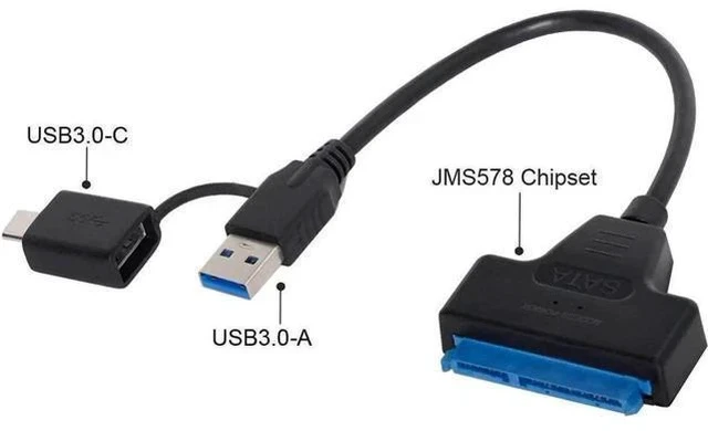 Alt view image 6 of 7 - 2-in-1 SATA to USB 3.0 Adapter Cable with UASP, External Converter Cord for 2.5 Inch SATA HDD SSD Fast Data Transfer