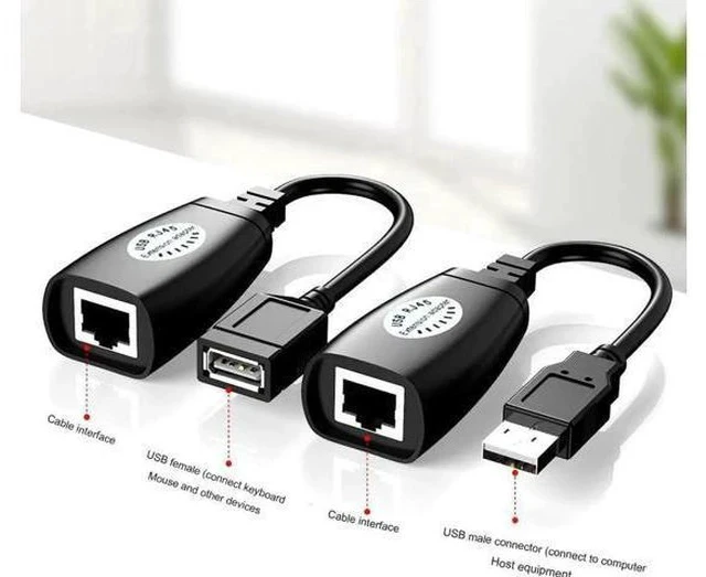 Alt view image 2 of 5 - USB 2.0 to RJ45 LAN Extender Adapter, USB Signal Over Cat5/Cat5e/Cat6 Ethernet Cable Extension Cord for Remote USB Device Transmission