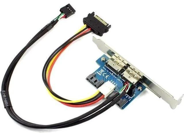 Main image of 2-Port SATA to eSATAp 9Pin USB2.0 Expansion Card, SATA 15Pin Powered Adapter with Full Height Bracket for Desktop PC