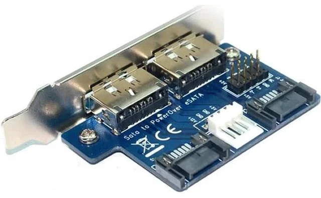 Alt view image 5 of 6 - 2-Port SATA to eSATAp 9Pin USB2.0 Expansion Card, SATA 15Pin Powered Adapter with Full Height Bracket for Desktop PC