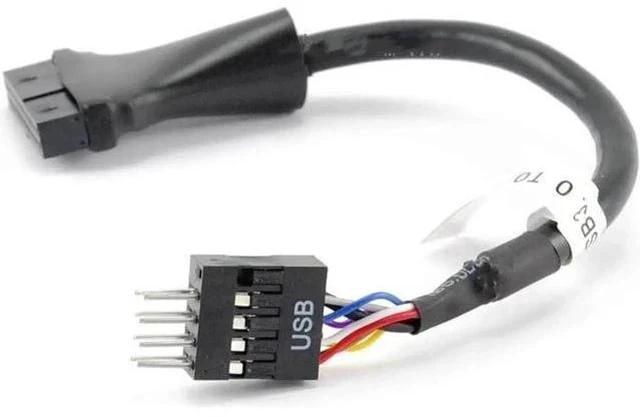 Alt view image 2 of 3 - 4 Inch USB 3.0 20-Pin Female to USB 2.0 8-Pin Male Motherboard Header Adapter