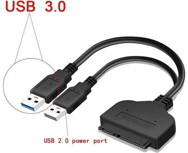 Alt view image 2 of 4 - 6 Inches USB 3.0 to SATA III 22Pin Adapter Cable, 6Gbps UASP Supported for 2.5" SSD HDD with Extra USB Power Cord